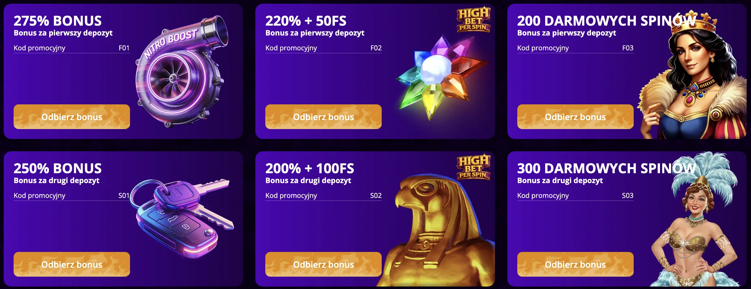 F1 Casino bonus code